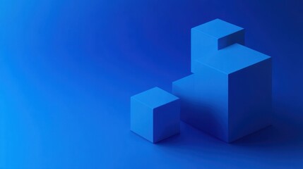 Obraz premium Blue Abstract Cubes Minimalist Composition