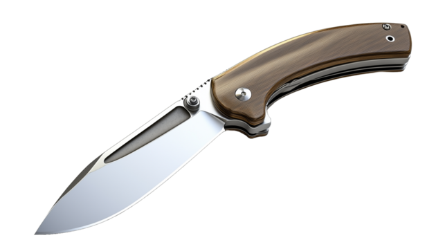 Highquality photo of a knife on a white background. Photo realistic photo.
