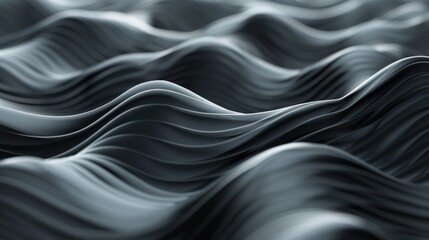 Fototapeta premium Abstract art piece with wavy gray patterns creating a dynamic, fluid visual effect resembling fabric or liquid. Modern and simplistic aesthetic.