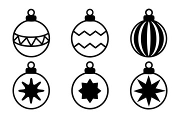 Obraz premium Christmas ball set. Black silhouette Christmas ball vector illustration, set of Christmas balls 
