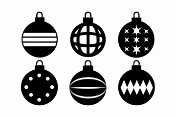 
Christmas ball set. Black silhouette Christmas ball vector illustration, set of Christmas balls
