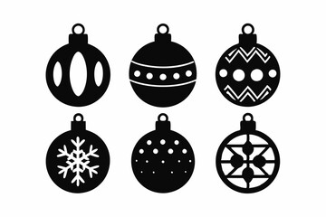 
Christmas ball set. Black silhouette Christmas ball vector illustration, set of Christmas balls
