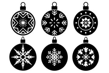 
Christmas ball set. Black silhouette Christmas ball vector illustration, set of Christmas balls
