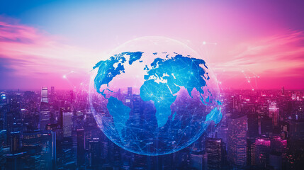 Abstract business network Around the world and charts and graphs with statistics to innovative analyze business potential and forecast future development of companies growth.