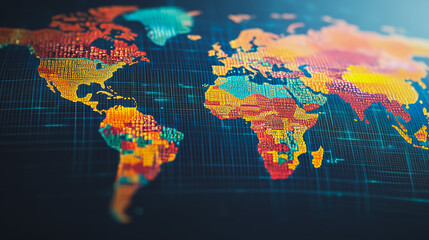 Obraz premium Abstract business network Around the world and charts and graphs with statistics to innovative analyze business potential and forecast future development of companies growth.