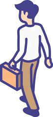 Isometric man going to work or meeting. Busy person with briefcase