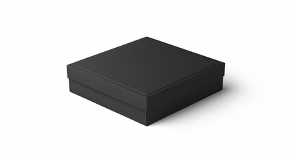 Fototapeta premium Plain black cardboard box on white background, ideal for packaging and shipping