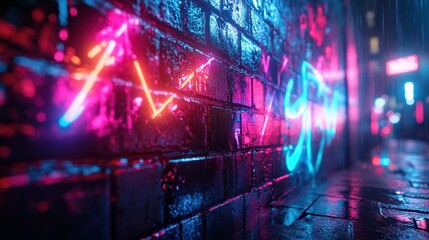 Fototapeta premium Neon Lights in the Rain