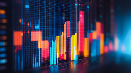 Abstract business smart city and charts and graphs with statistics to innovative analyze business potential and forecast future development of companies growth.