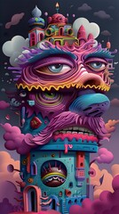 Fototapeta premium Surreal Cityscape: A Whimsical Architectural Dream