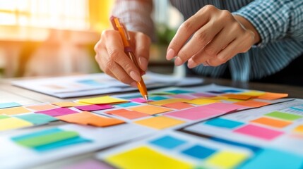 Fototapeta premium Business Planning Brainstorming Sticky Notes Project Management Strategy Teamwork
