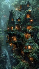 Enchanted Treehouse in a Magical Forest