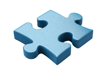 Fototapeta premium Blue puzzle piece on transparent background. symbolizing a solution concept. Perfect for teamwork, problem-solving, and completion themes.