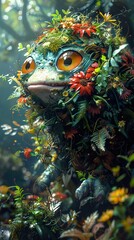 Fantasy Creature Covered in Flowers and Leaves
