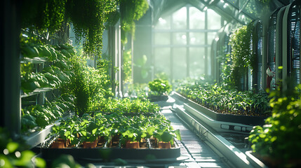 Obraz premium Community Hydroponic Garden in an Urban Park