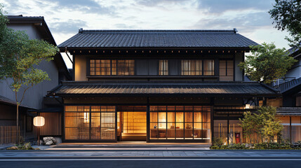 Fototapeta premium A facade inspired by traditional Japanese architecture