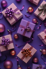 Golden confetti and glittering stars in a festive flat lay on a white surface.