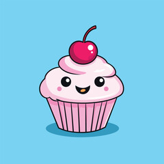 Sweet Dessert Cake Character Vector Illustration with Frosting