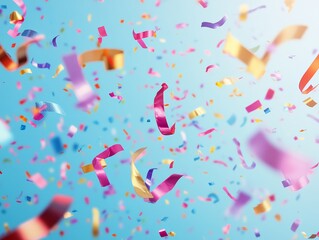 Colorful Confetti Falling Against Blurred Background – Festive Celebration Scene.
