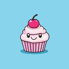 Sweet Cupcake Cartoon Mascot Vector Design for Desserts