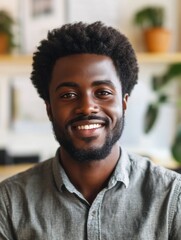 Fototapeta premium Smiling African American Man in Office Environment