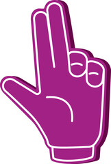 Two fingers fan hand. Foam palm gesture