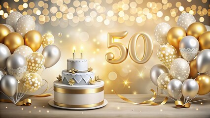 50th Anniversary Celebration Background with Elegant Decor and Copy Space for Personalization
