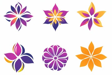 Obraz premium Colorful floral designs in vibrant purple and orange showcasing artistic style and creativity