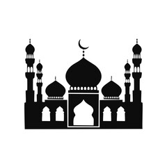 Holy Mosque Silhouette Vector Illustration for Cultural Heritage