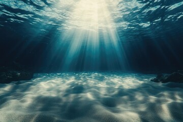 Naklejka premium Clear sunlight shining through calm water