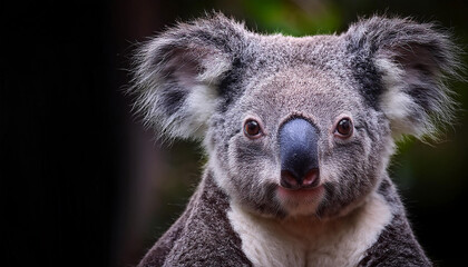 Obraz premium Close-Up of a Koala, Emphasizing Its Gentle Expression and Fur Texture