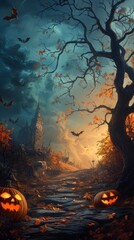 Spooky Path Through Autumn Forest