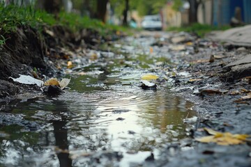 Fototapeta premium Water pollution in the environment created with Generative AI