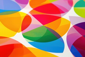 Obraz premium Colorful overlapping shapes create a vibrant abstract design with playful hues and patterns