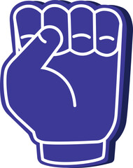 Cheering foam fist. Fight support blue symbol