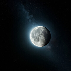 Fototapeta premium full moon and stars in the dark sky. starry night sky with moon and stars in dark night sky.