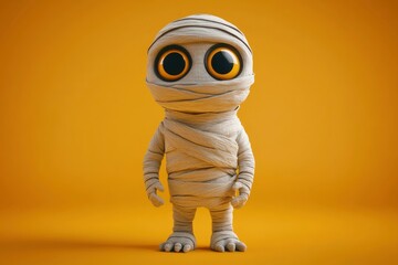 Cute Mummy 3d render, Halloween character, Happy Halloween festival concept. with generative ai