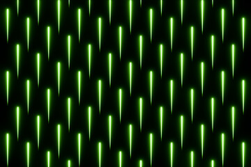 Symmetrical neon spark pattern, illuminated in green. Rising sparks, abstract form.