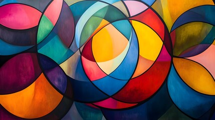 Fototapeta premium Abstract Colorful Geometric Shapes Artwork Painting Background