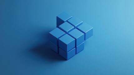 Abstract Blue Cube Sculpture