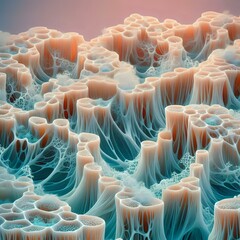 Obraz premium Intricate Cellular Structures in a Dreamlike Landscape