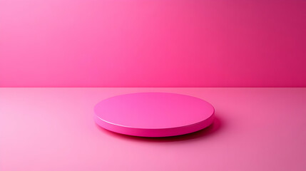 Obraz premium Pink Circle Platform Against Pink Background for Minimalist Product Display