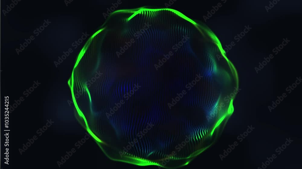 Poster sphere of abstraction network. a green sphere in abstract form with lines and dots connecting
