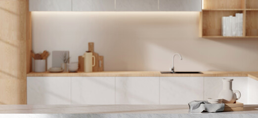 Modern Kitchen Design with Minimalist Neutral Elements 3D Render