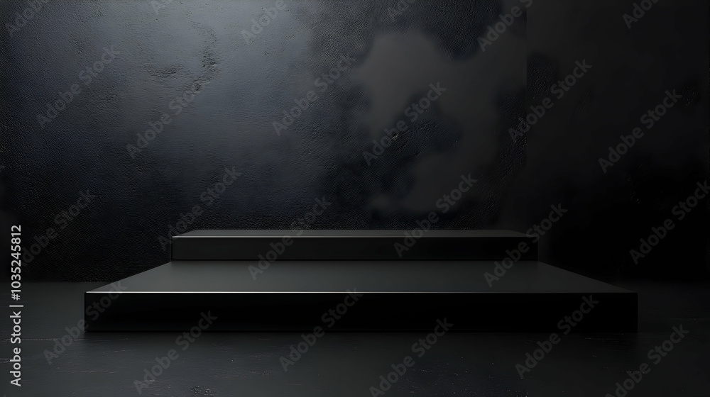 Poster Black Platform with Minimalist Design for Product Display and Background for Presentation