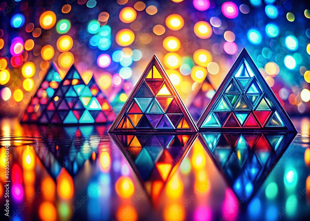 Poster abstract geometric triangular elements in tilt-shift photography style for modern design