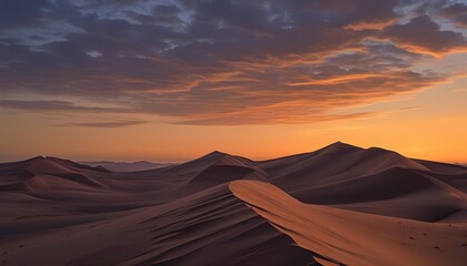Naklejka premium Peaceful Twilight Over a Desert Landscape with Gentle Shadows and Warm Colors