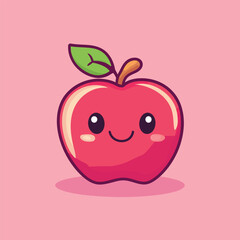 Bright Red and Green Apple Fruit Vector Illustrati