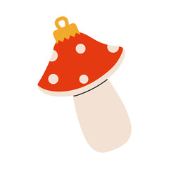 Colorful red and white mushroom illustration designed for playful art and decor projects