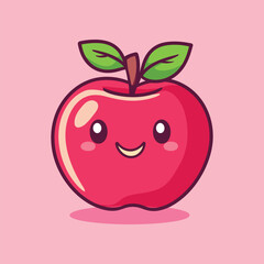 Organic Apple Fruit Vector Illustration Isolated on White